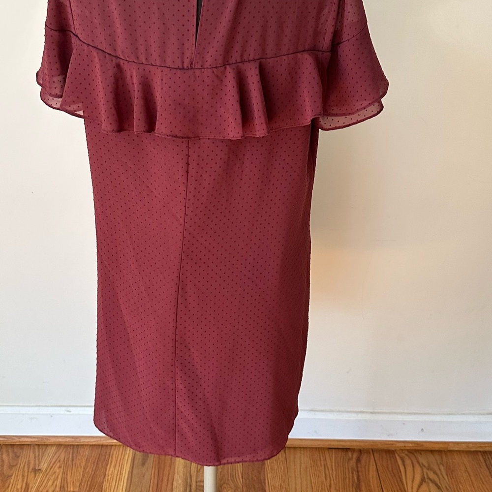 Burgundy Ruffle Dress - Picture 3 of 5